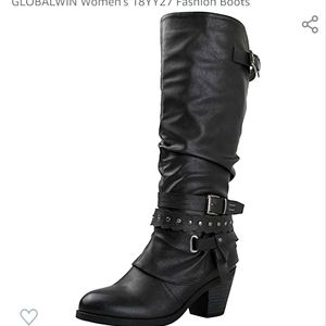 Fashion Black PU Leather Boots